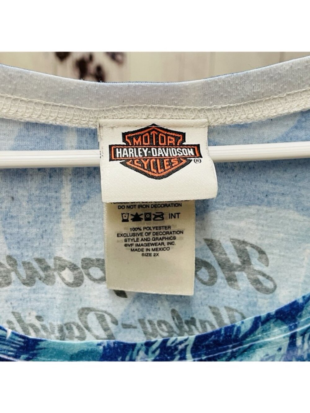 Harley Davidson Women's 2XL Shirt Williamsport PA Horsepower Blue Green Floral - Picture 4 of 4